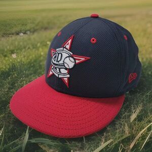 RARE Rome Braves MiLB New Era 59fifty On Field 2014 July 4th Stars Stripes 7 3/8